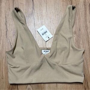 Cotton On Tan Ribbed V-Neck Top